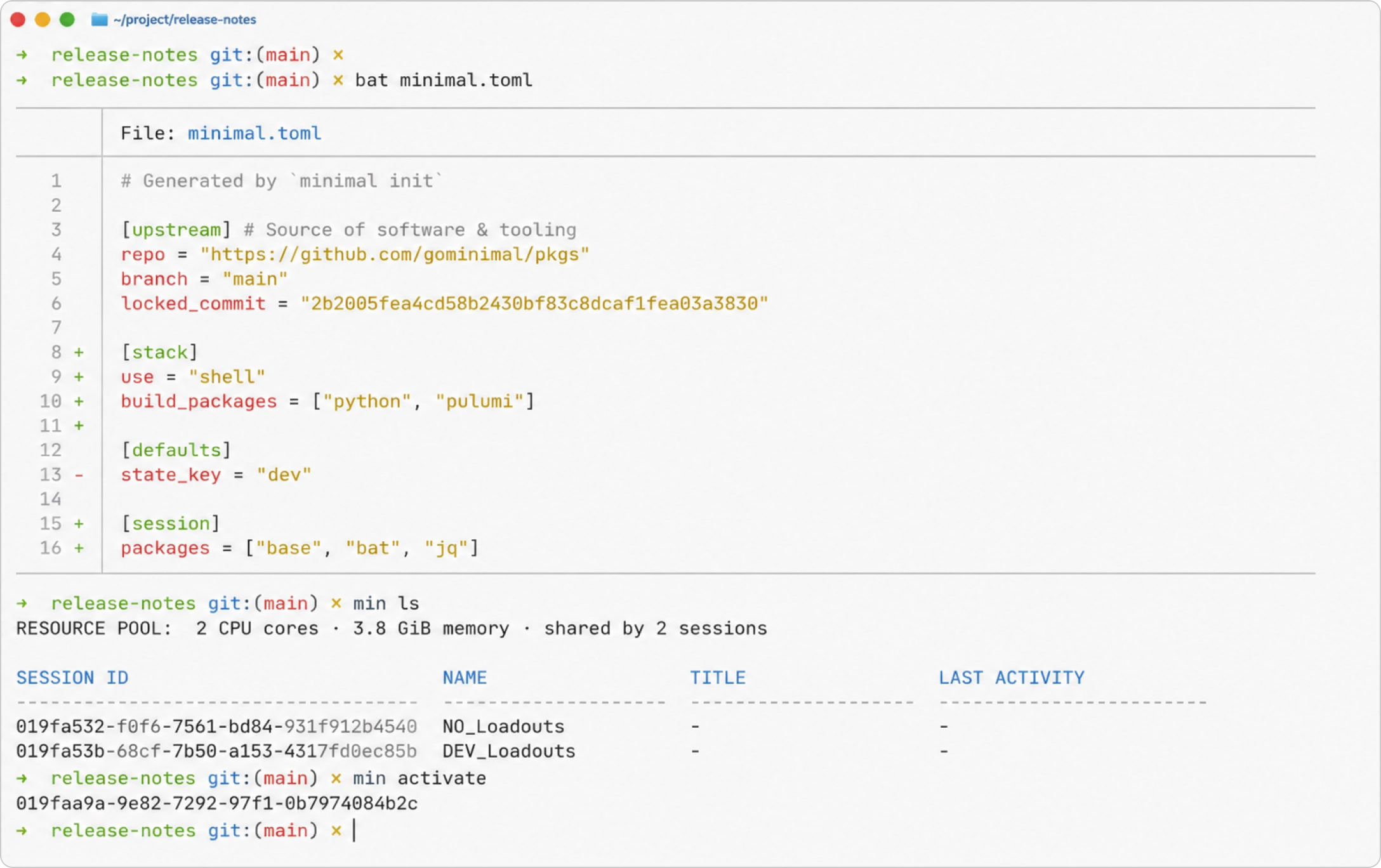 An overview of the available Sessions, configuration, and Session creation